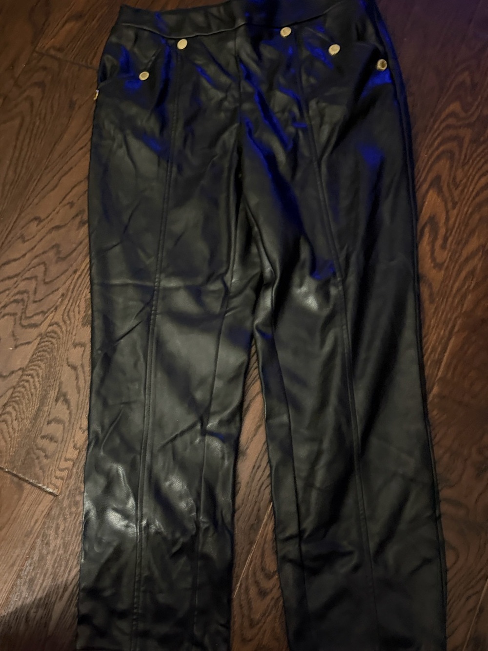 Marc New York Black Faux Leather Straight-Leg Pants